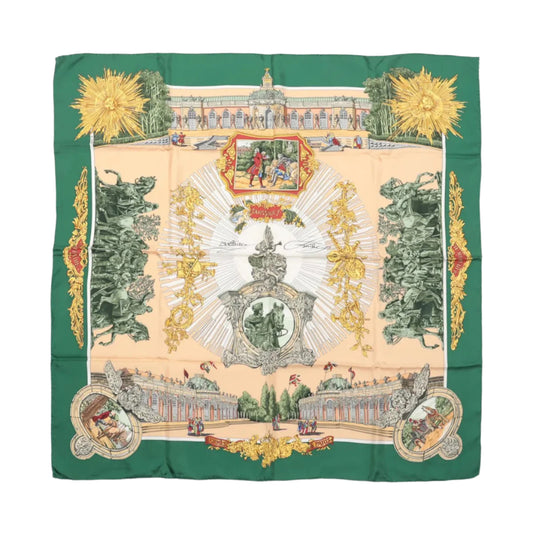 Hermès Carré 90 „SANSSOUCY“ 100% Seidenschal in Grün