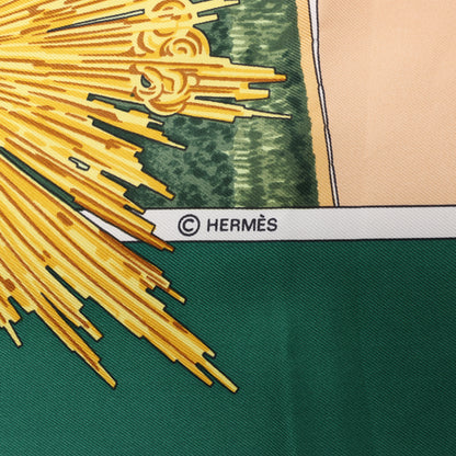 Carré Hermès Carré 90 "SANSSOUCY" 100 % soie vert