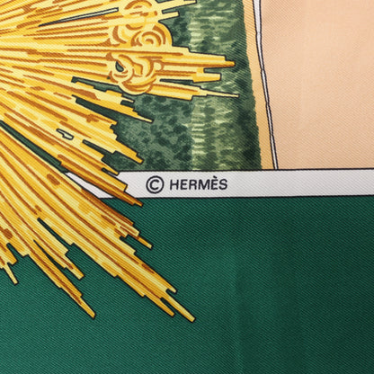 Carré Hermès Carré 90 "SANSSOUCY" 100 % soie vert