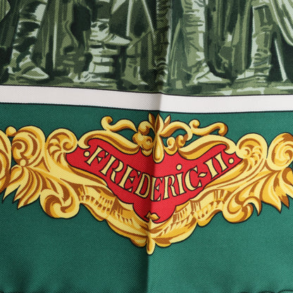Carré Hermès Carré 90 "SANSSOUCY" 100 % soie vert