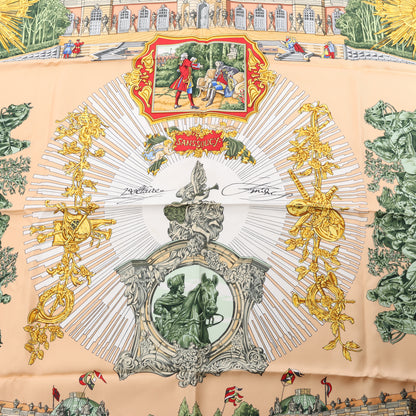 Carré Hermès Carré 90 "SANSSOUCY" 100 % soie vert