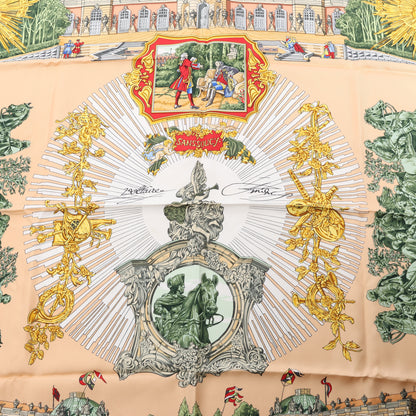 Carré Hermès Carré 90 "SANSSOUCY" 100 % soie vert