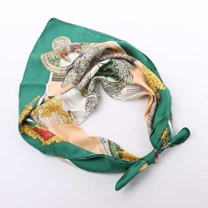 Carré Hermès Carré 90 "SANSSOUCY" 100 % soie vert