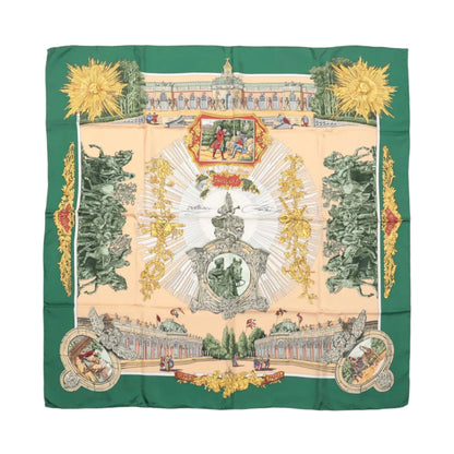 Carré Hermès Carré 90 "SANSSOUCY" 100 % soie vert