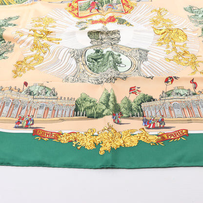 Carré Hermès Carré 90 "SANSSOUCY" 100 % soie vert