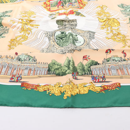 Carré Hermès Carré 90 "SANSSOUCY" 100 % soie vert
