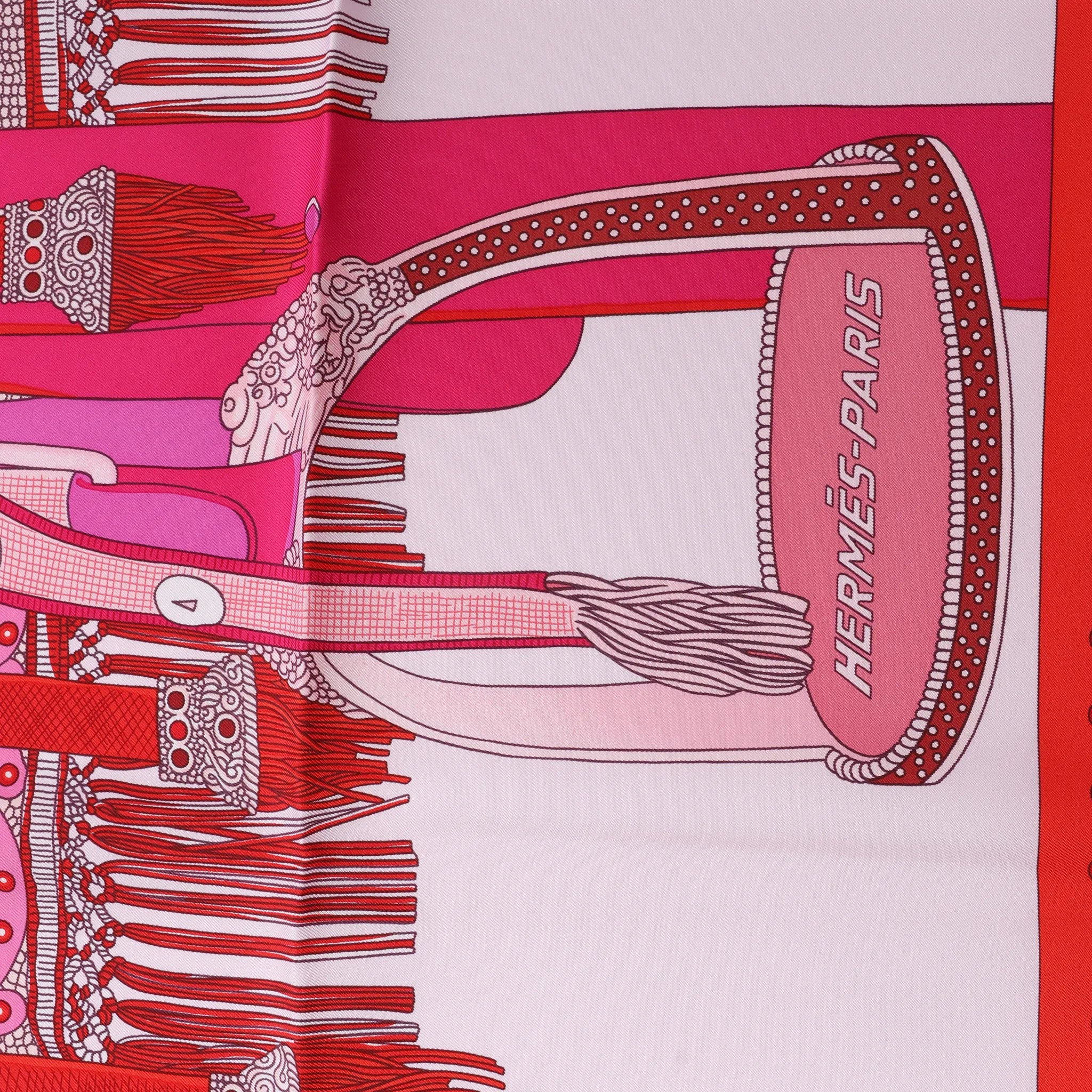 Hermès Carré 90 "SELLE DE DIGNITAIRE" Silk handkerchief in Pink