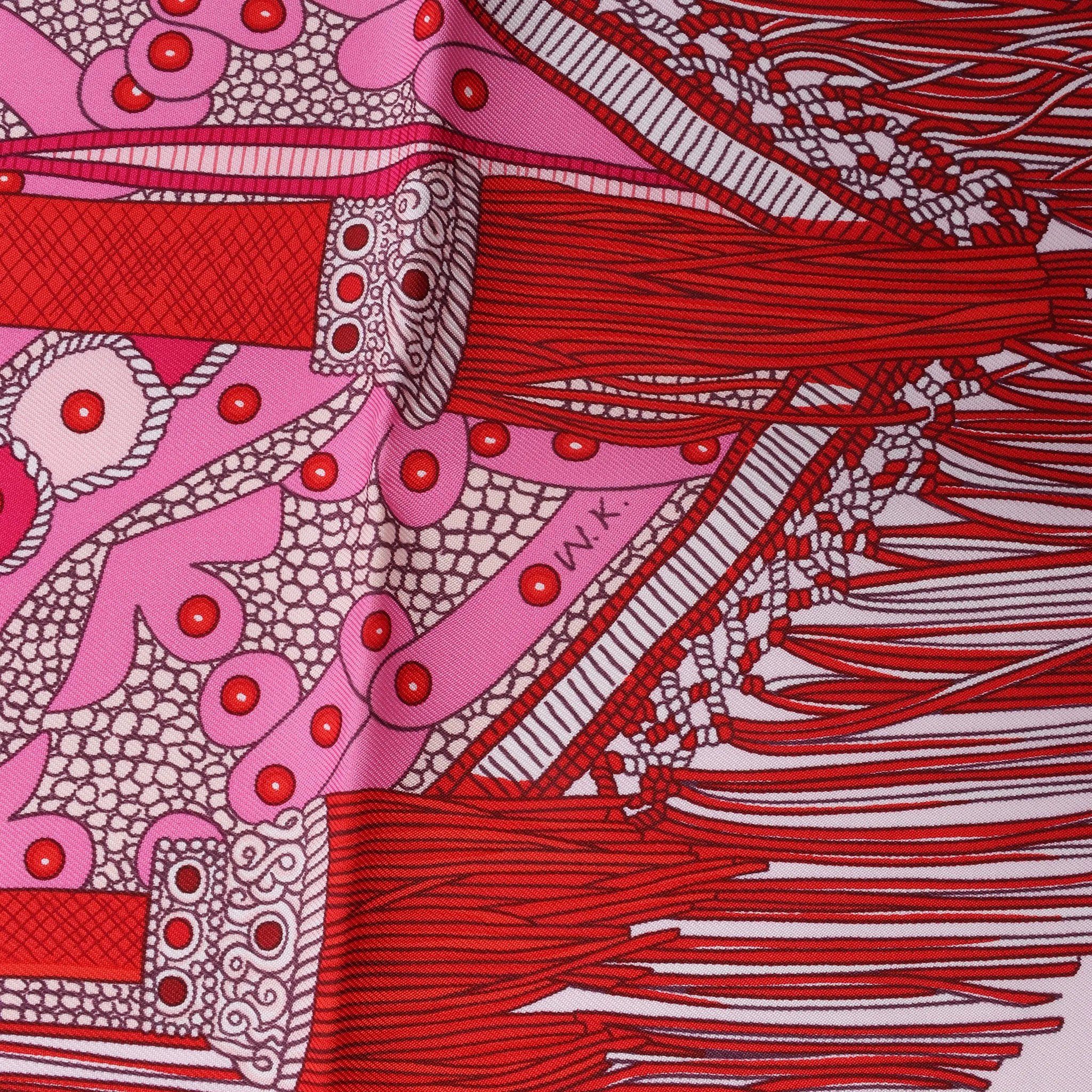 Hermès Carré 90 "SELLE DE DIGNITAIRE" Silk handkerchief in Pink