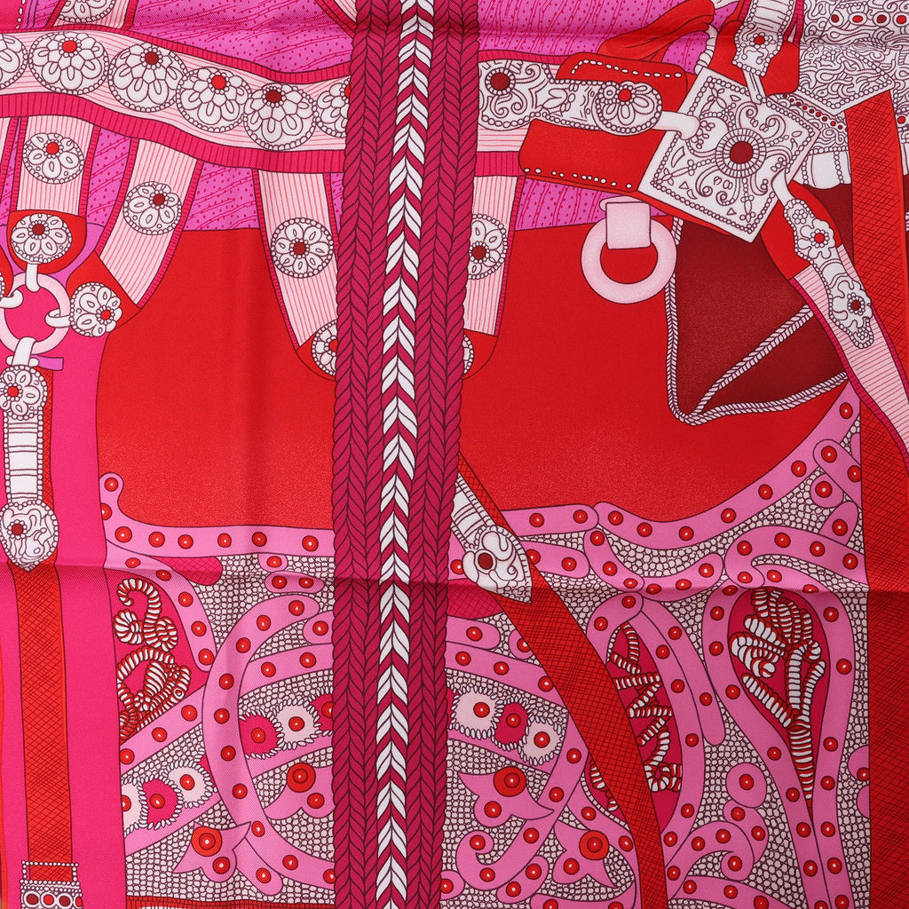 Hermès Carré 90 "SELLE DE DIGNITAIRE" Silk handkerchief in Pink