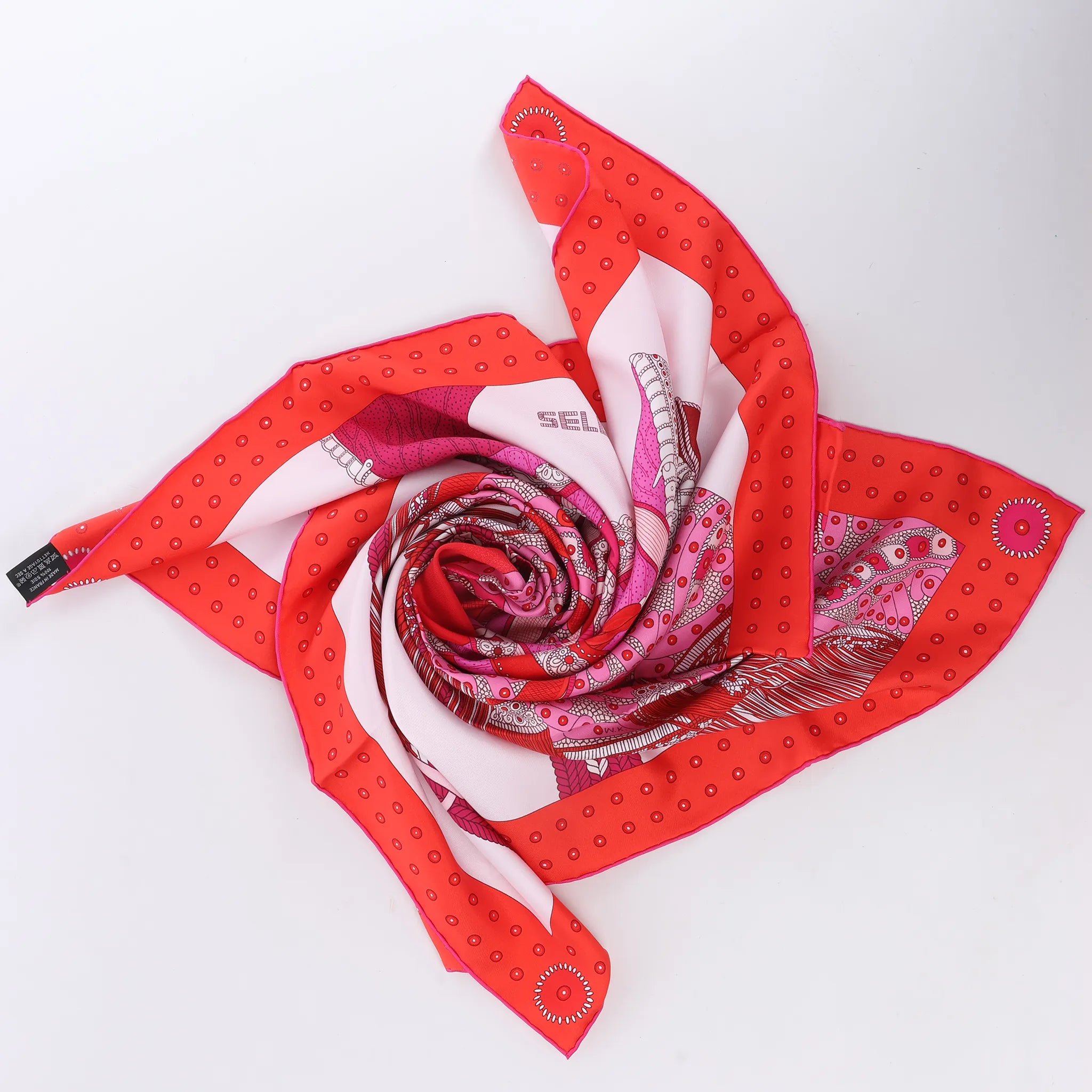 Hermès Carré 90 "SELLE DE DIGNITAIRE" Silk handkerchief in Pink
