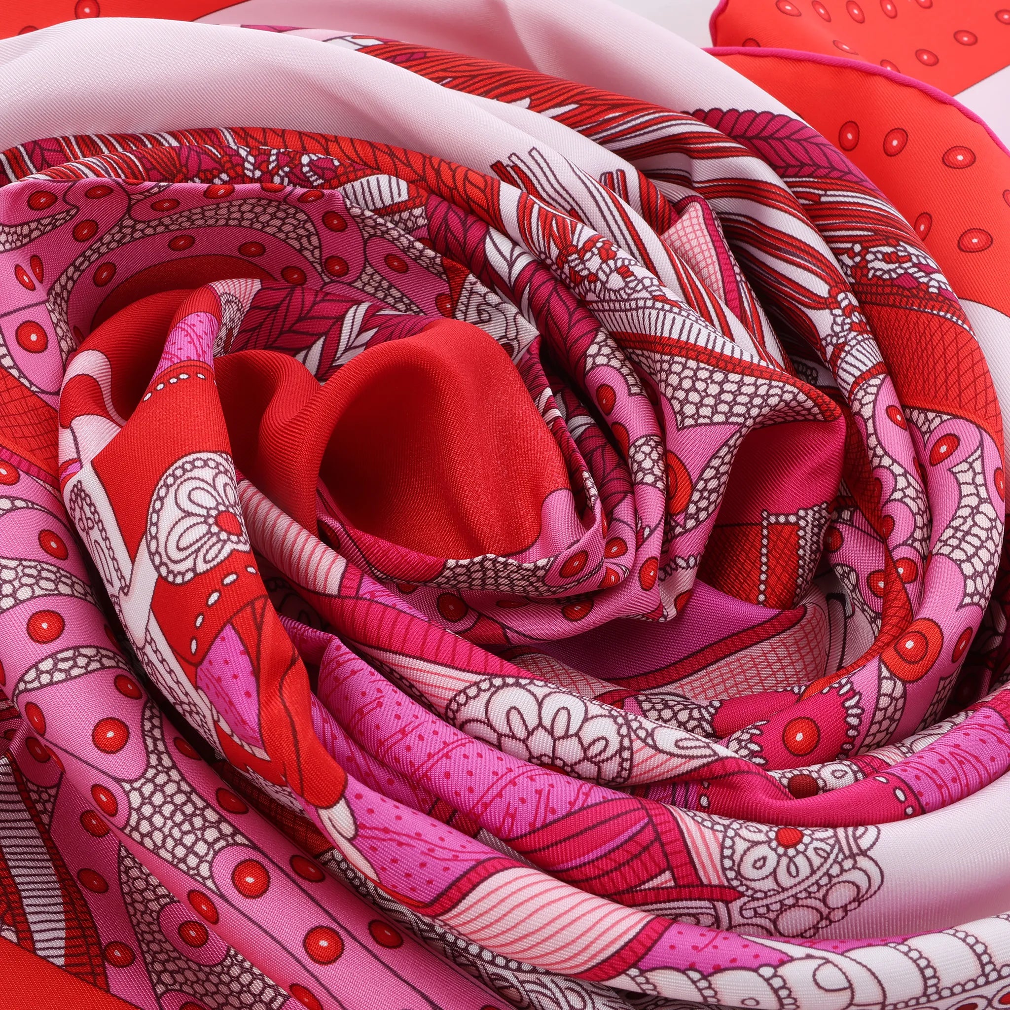 Hermès Carré 90 "SELLE DE DIGNITAIRE" Silk handkerchief in Pink