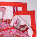 Hermès Carré 90 "SELLE DE DIGNITAIRE" Silk handkerchief in Pink