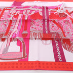 Hermès Carré 90 "SELLE DE DIGNITAIRE" Silk handkerchief in Pink