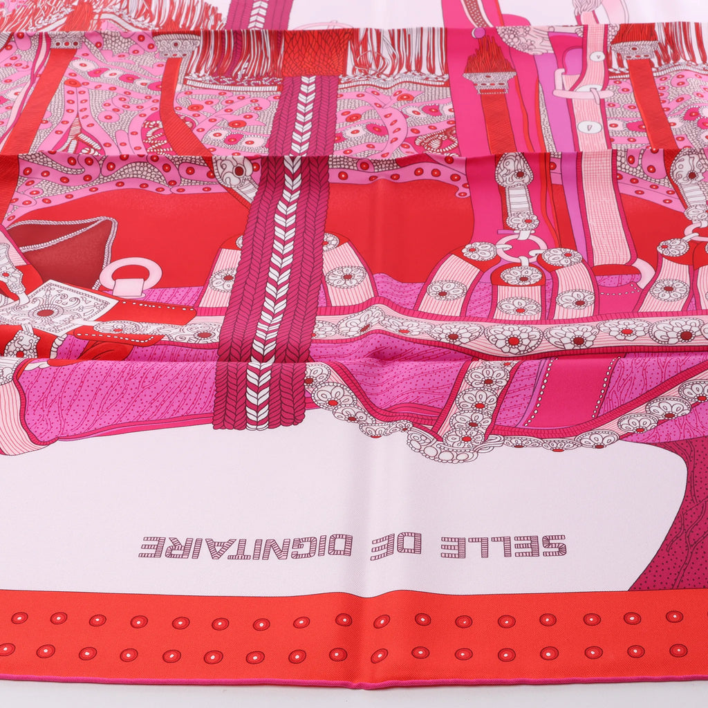 Hermès Carré 90 "SELLE DE DIGNITAIRE" Silk handkerchief in Pink