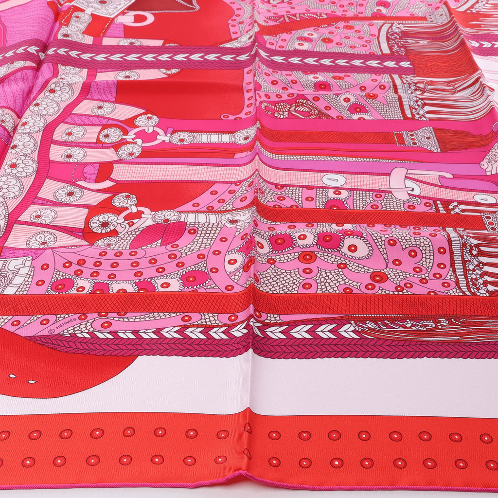 Hermès Carré 90 "SELLE DE DIGNITAIRE" Silk handkerchief in Pink