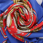Hermès Carré 90 "SELLES A HOUSSE" Scarf Silk in Blue x Red