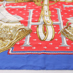Hermès Carré 90 "SELLES A HOUSSE" Scarf Silk in Blue x Red