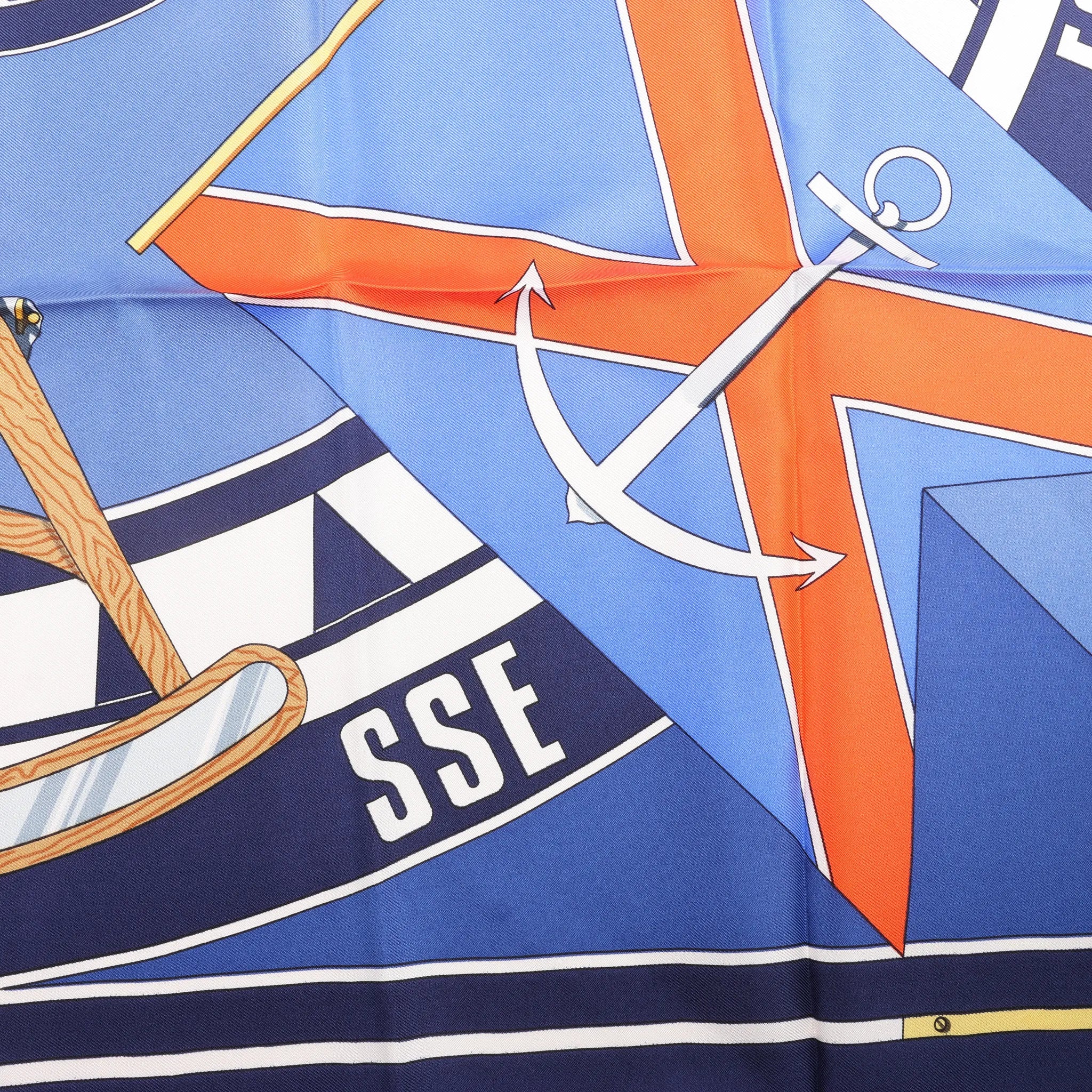 Hermès Carré 90 "SEXTANTS" Silk handkerchief in Blue