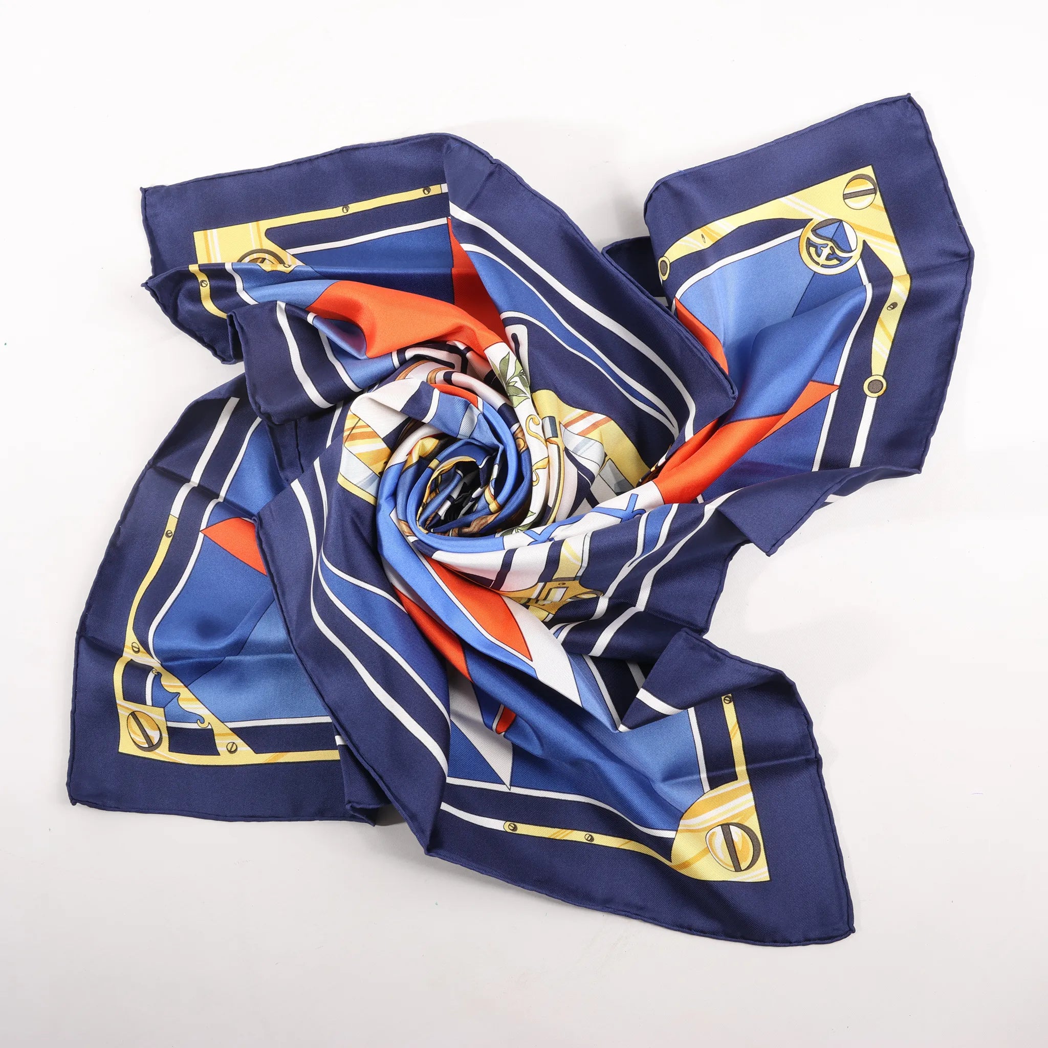 Hermès Carré 90 "SEXTANTS" Silk handkerchief in Blue