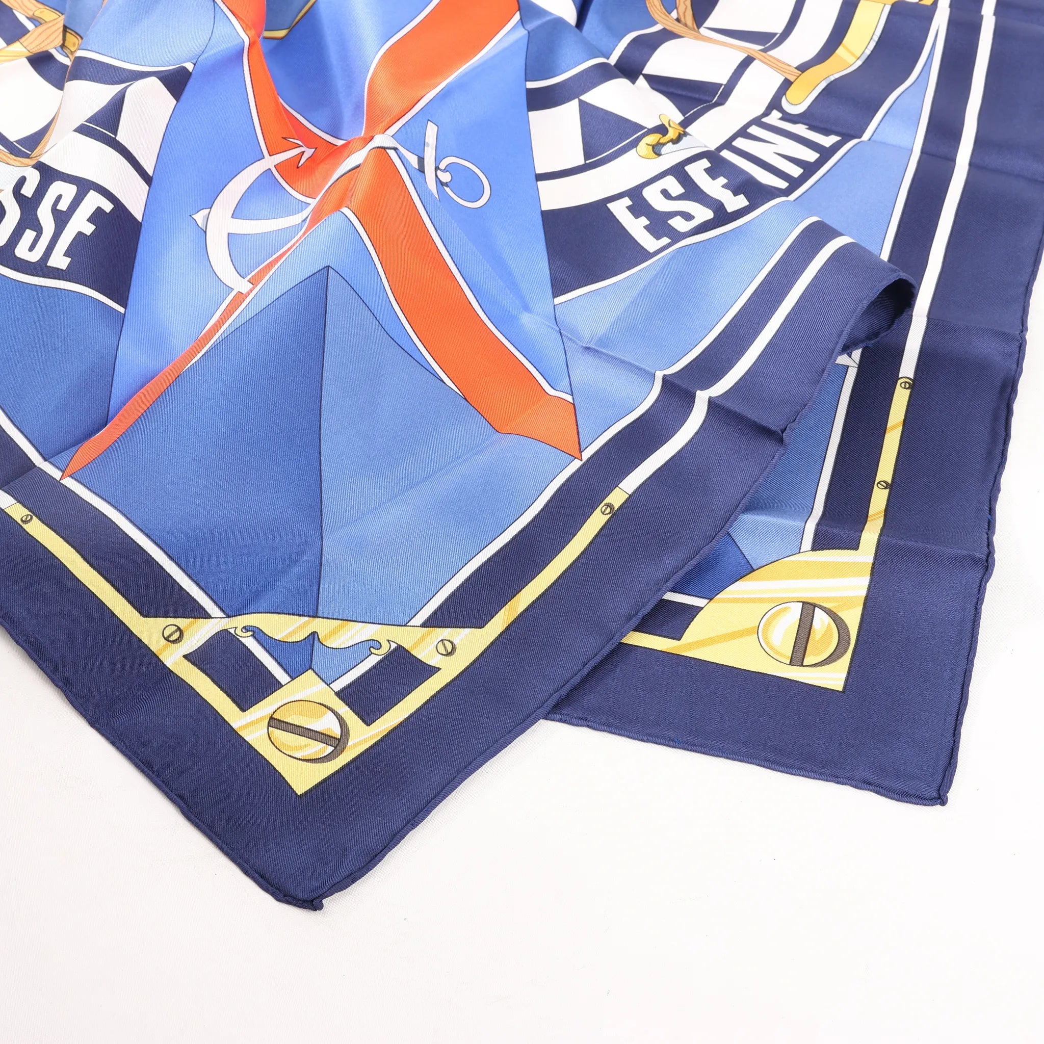 Hermès Carré 90 "SEXTANTS" Silk handkerchief in Blue