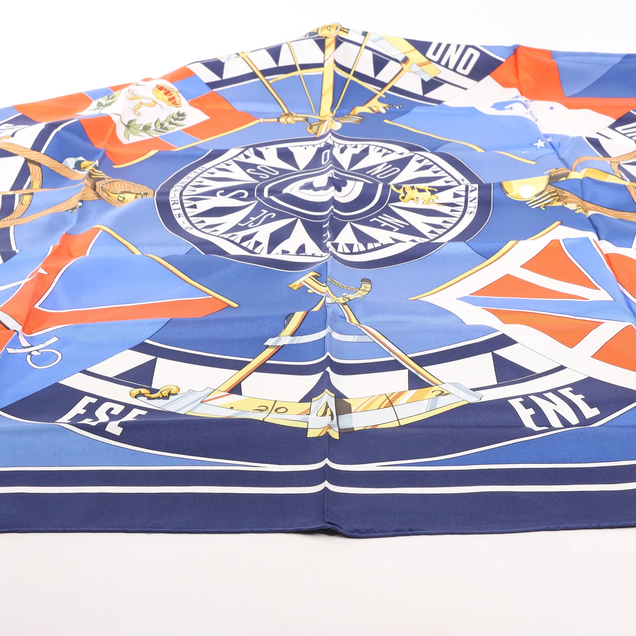 Hermès Carré 90 "SEXTANTS" Silk handkerchief in Blue