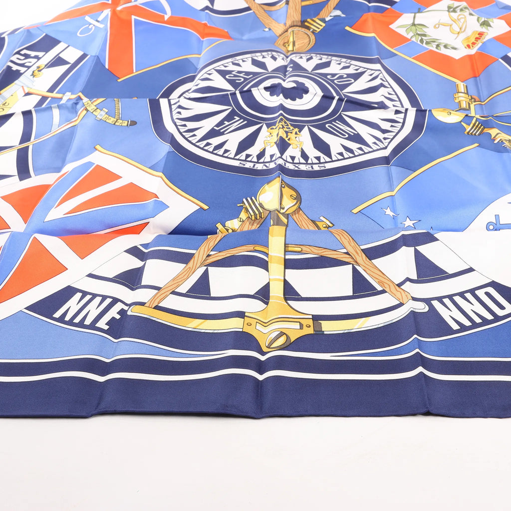 Hermès Carré 90 "SEXTANTS" Silk handkerchief in Blue