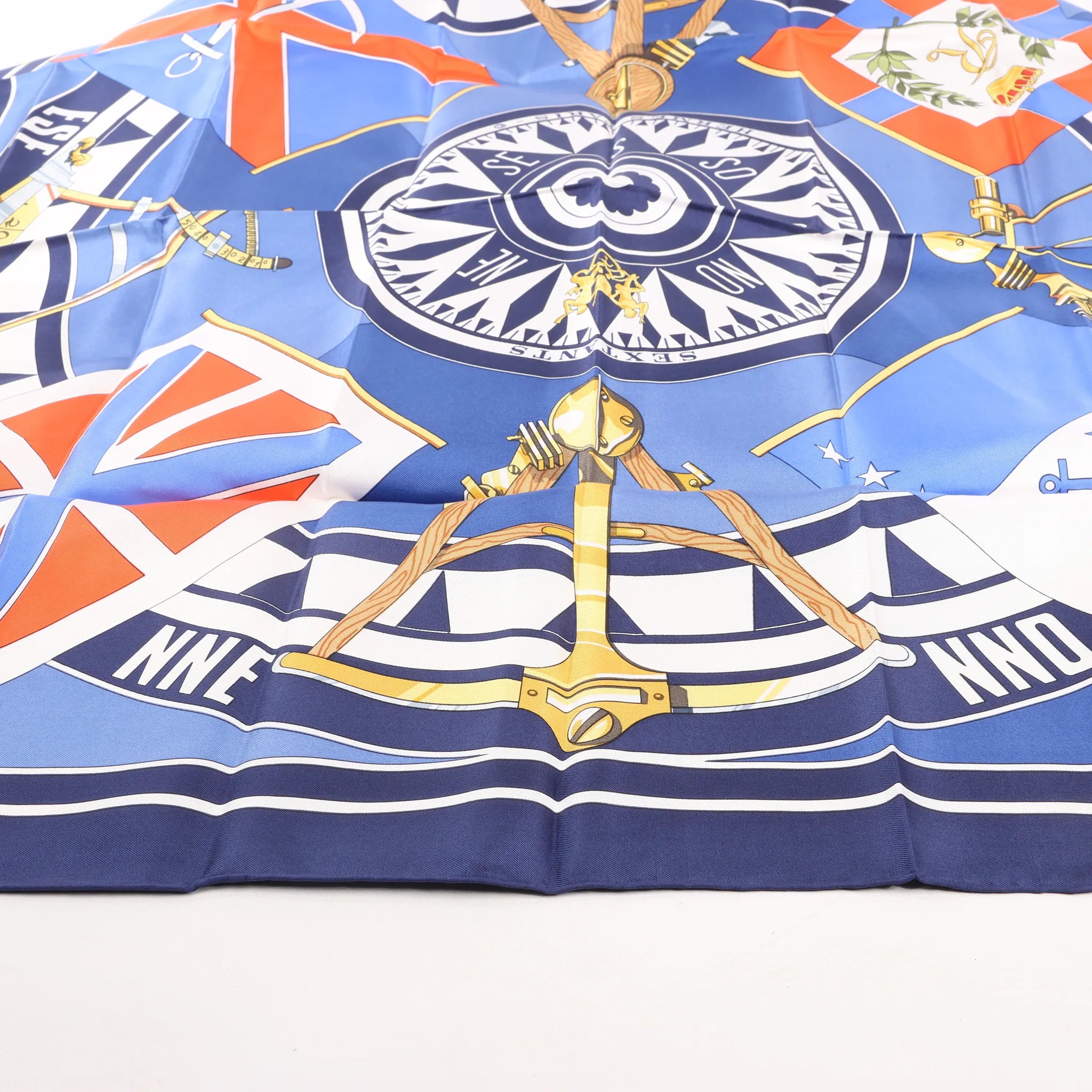 Hermès Carré 90 "SEXTANTS" Silk handkerchief in Blue