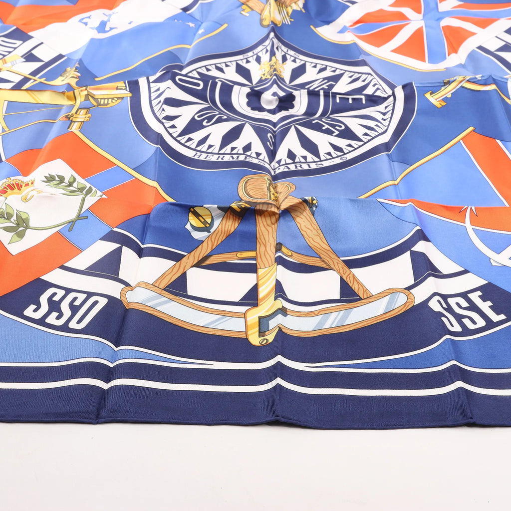 Hermès Carré 90 "SEXTANTS" Silk handkerchief in Blue