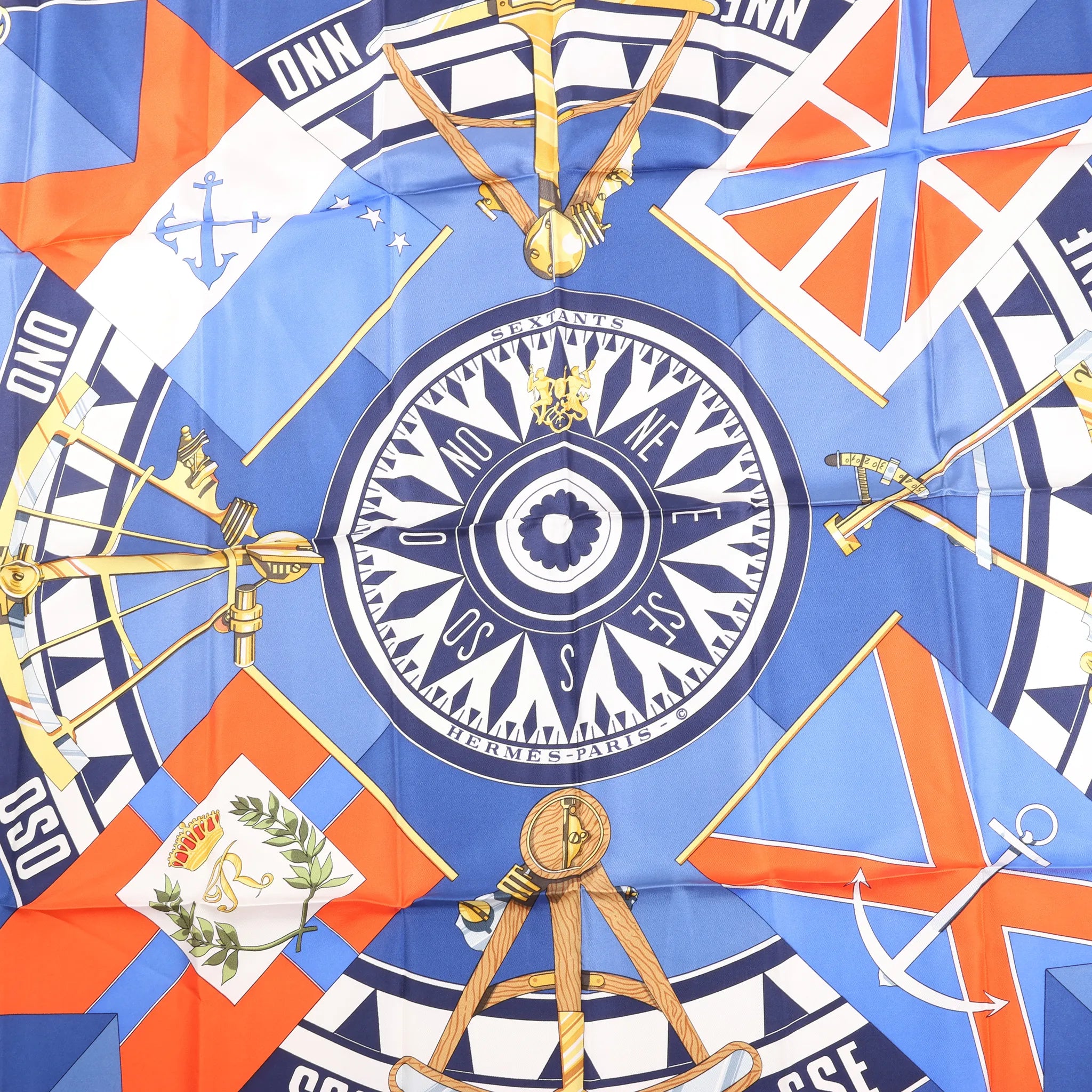 Hermès Carré 90 "SEXTANTS" Silk handkerchief in Blue