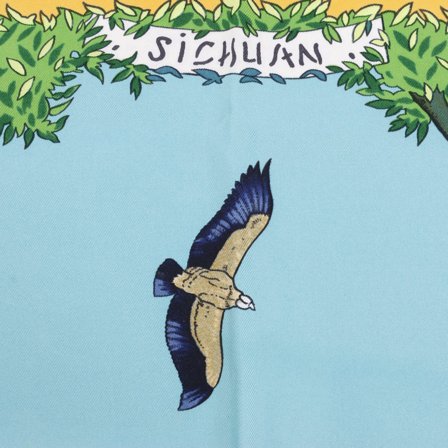 Hermès Carré  90 "SICHUAN " Silk handkerchief in Yellow