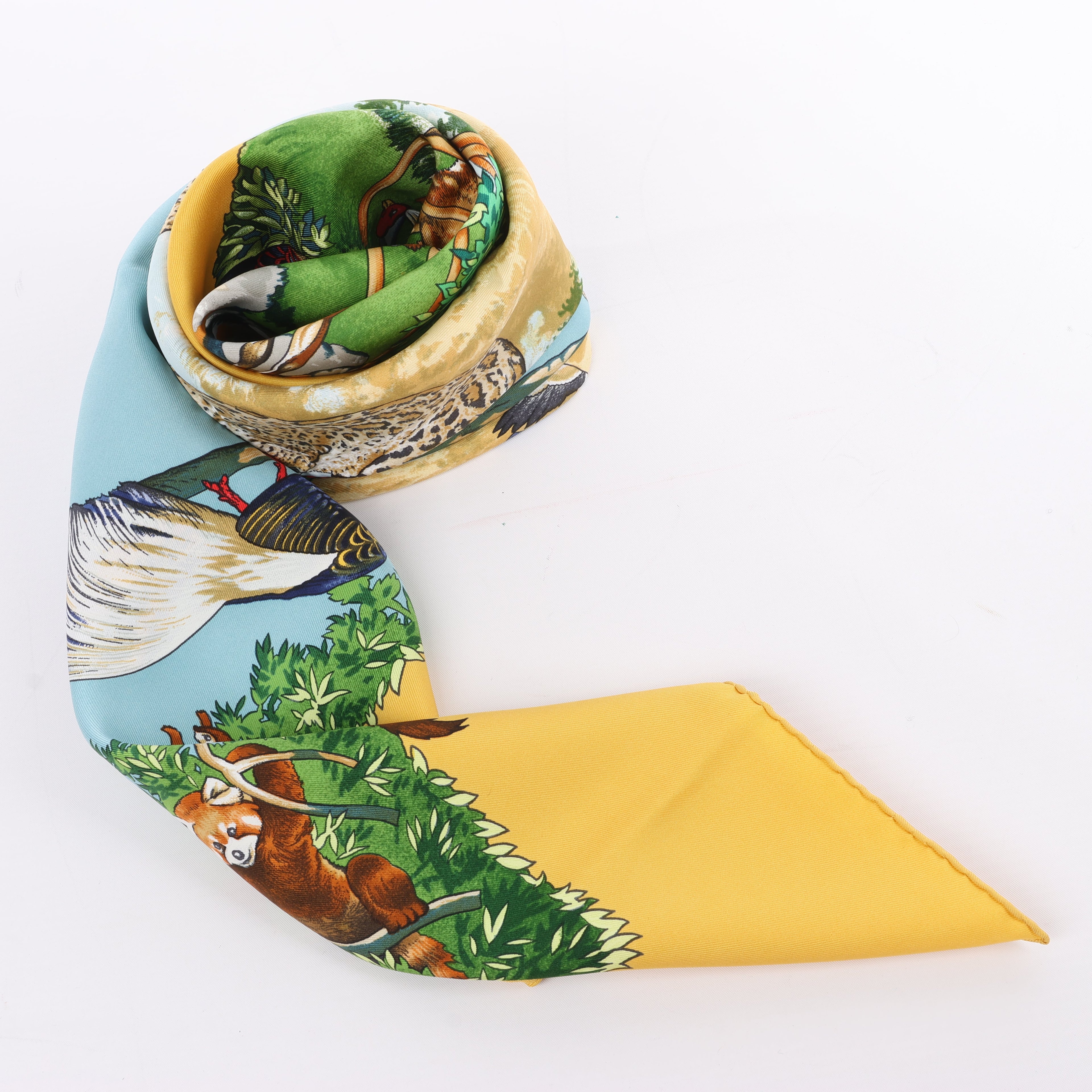 Hermès Carré  90 "SICHUAN " Silk handkerchief in Yellow