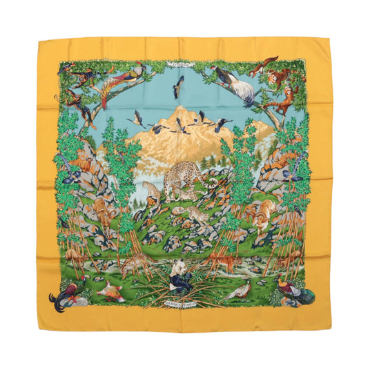 Hermès Carré  90 "SICHUAN " Silk handkerchief in Yellow