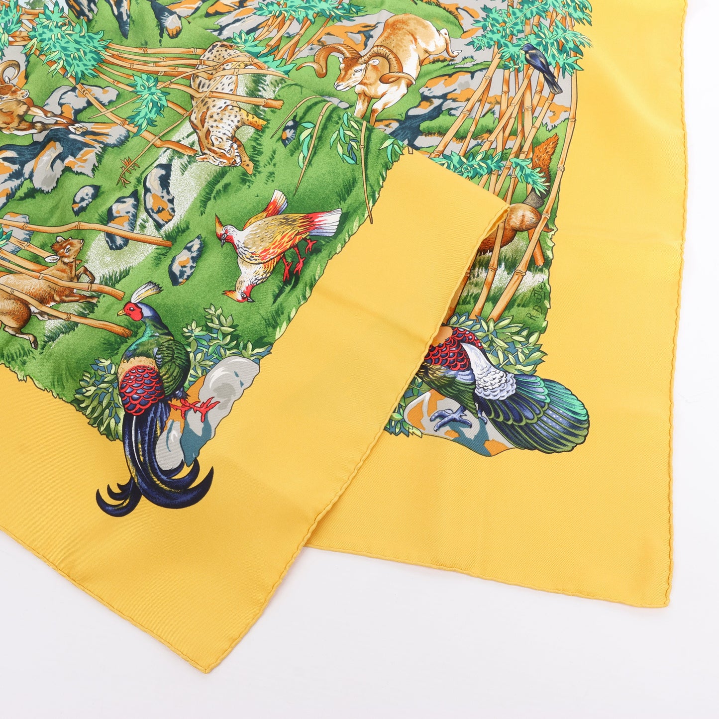 Hermès Carré  90 "SICHUAN " Silk handkerchief in Yellow