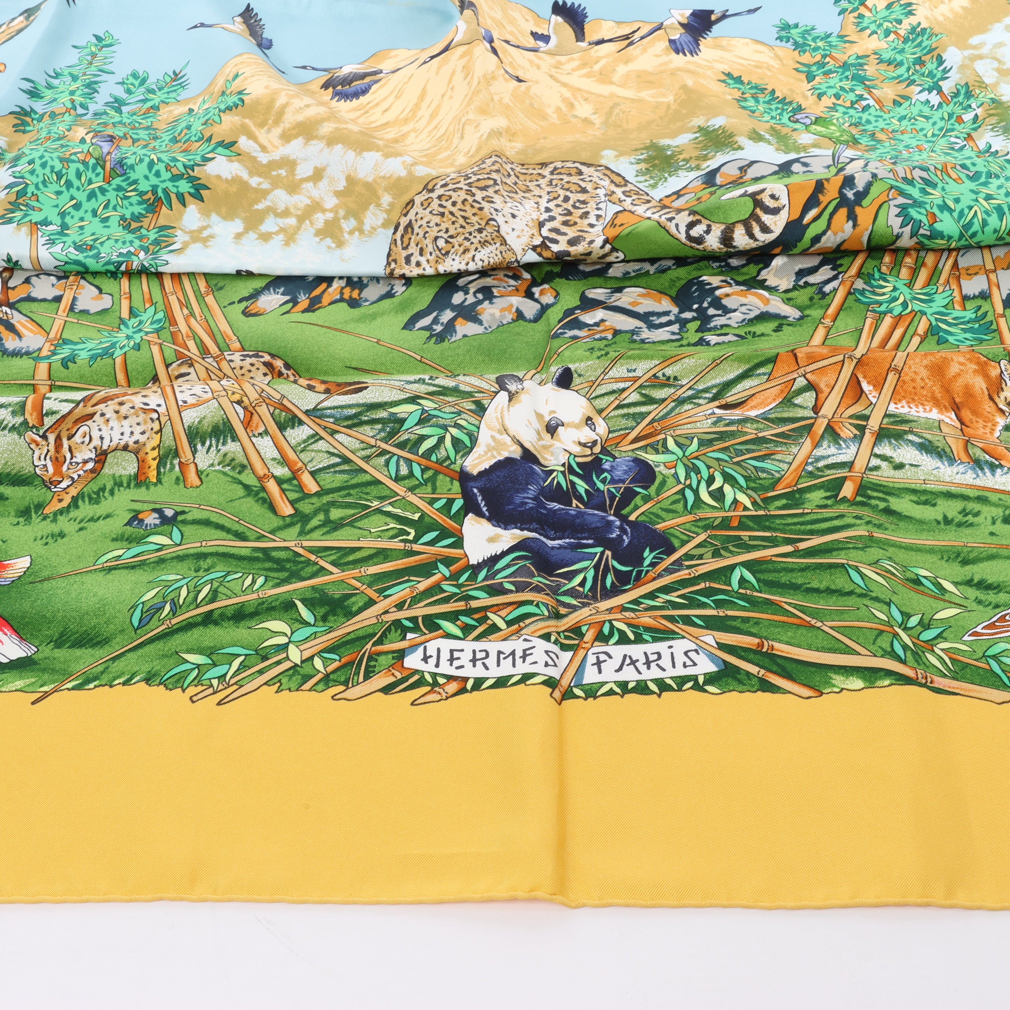 Hermès Carré  90 "SICHUAN " Silk handkerchief in Yellow