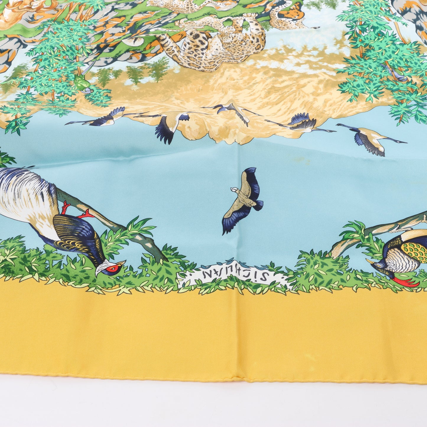 Hermès Carré  90 "SICHUAN " Silk handkerchief in Yellow