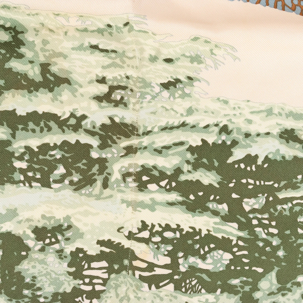 Hermès Carré 90 "SOUS LE CEDRE" Silk handkerchief in Beige