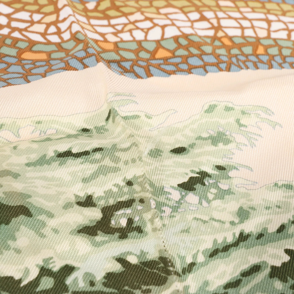 Hermès Carré 90 "SOUS LE CEDRE" Silk handkerchief in Beige