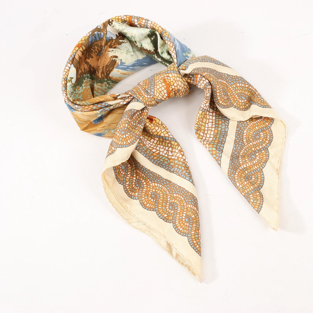 Hermès Carré 90 "SOUS LE CEDRE" Silk handkerchief in Beige