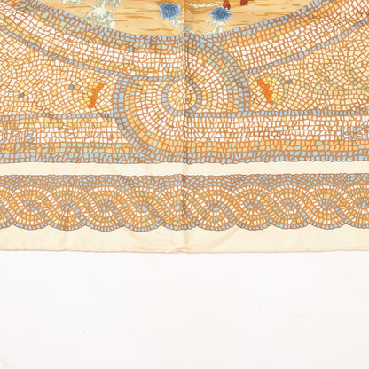 Hermès Carré 90 "SOUS LE CEDRE" Silk handkerchief in Beige