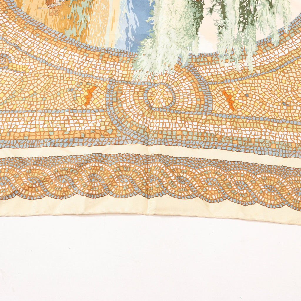 Hermès Carré 90 "SOUS LE CEDRE" Silk handkerchief in Beige