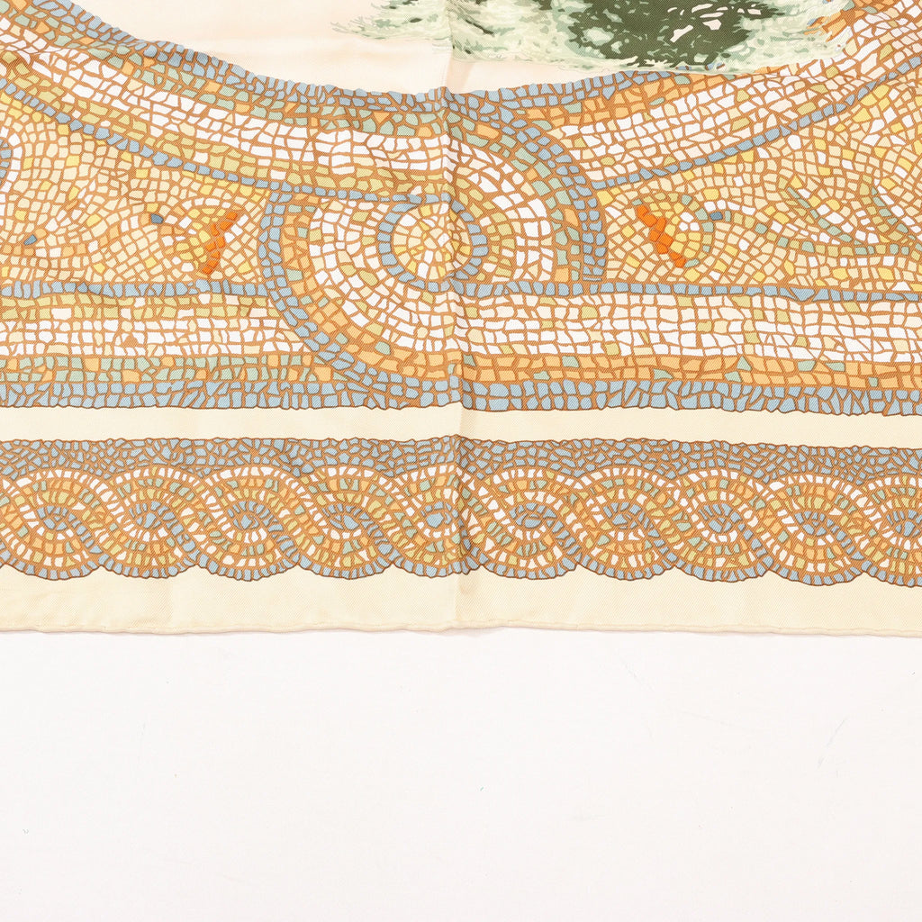 Hermès Carré 90 "SOUS LE CEDRE" Silk handkerchief in Beige