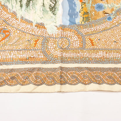 Hermès Carré 90 "SOUS LE CEDRE" Silk handkerchief in Beige