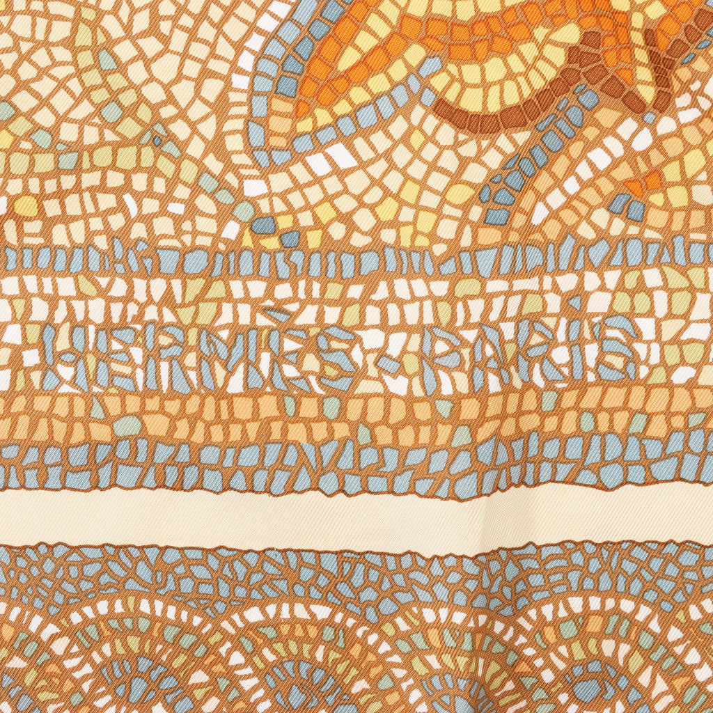 Hermès Carré 90 "SOUS LE CEDRE" Silk handkerchief in Beige