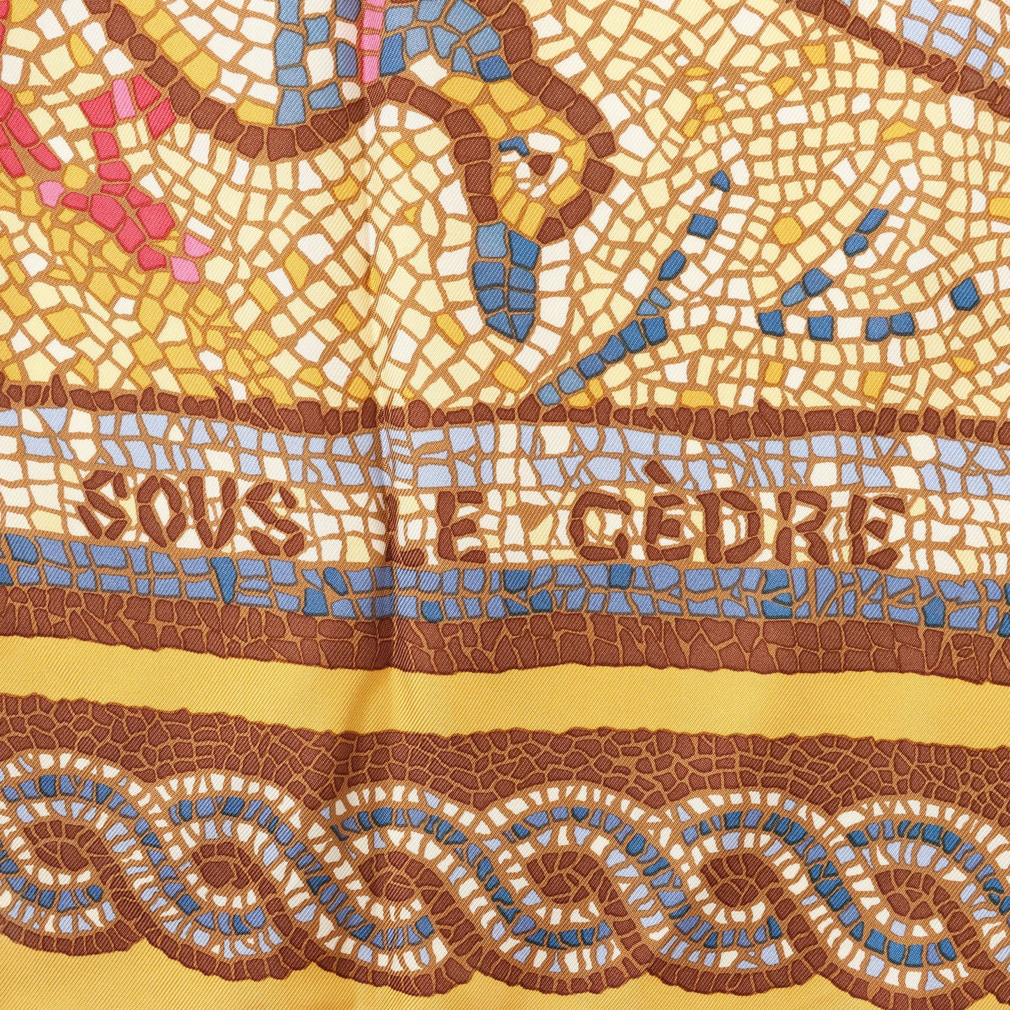 Hermès Carré 90 "SOUS LE CEDRE" Silk handkerchief in Brown