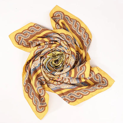 Hermès Carré 90 "SOUS LE CEDRE" Silk handkerchief in Brown