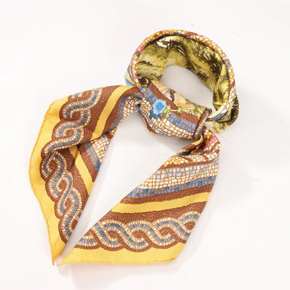 Hermès Carré 90 "SOUS LE CEDRE" Silk handkerchief in Brown