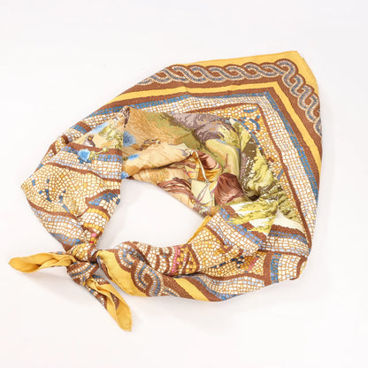 Hermès Carré 90 "SOUS LE CEDRE" Silk handkerchief in Brown