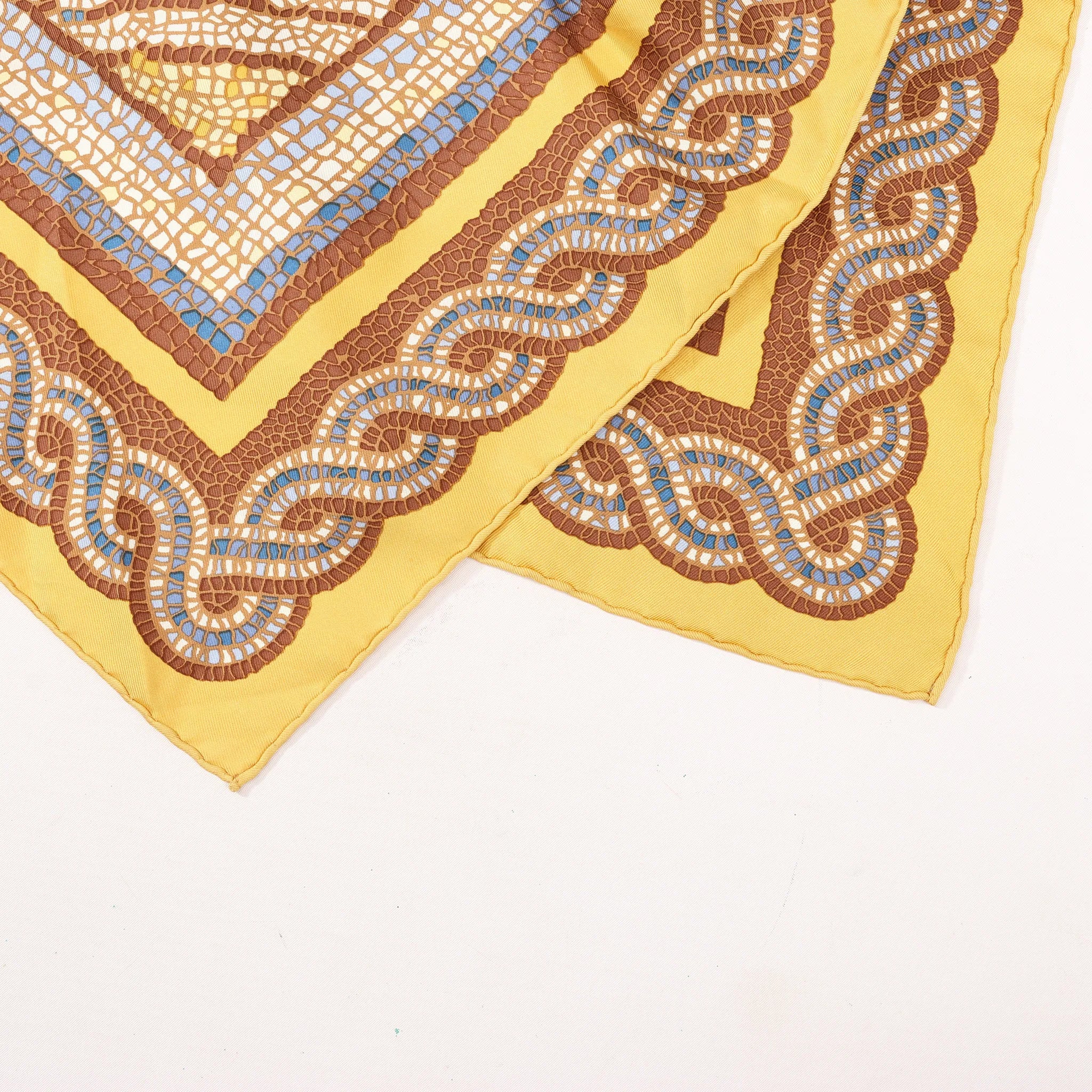 Hermès Carré 90 "SOUS LE CEDRE" Silk handkerchief in Brown