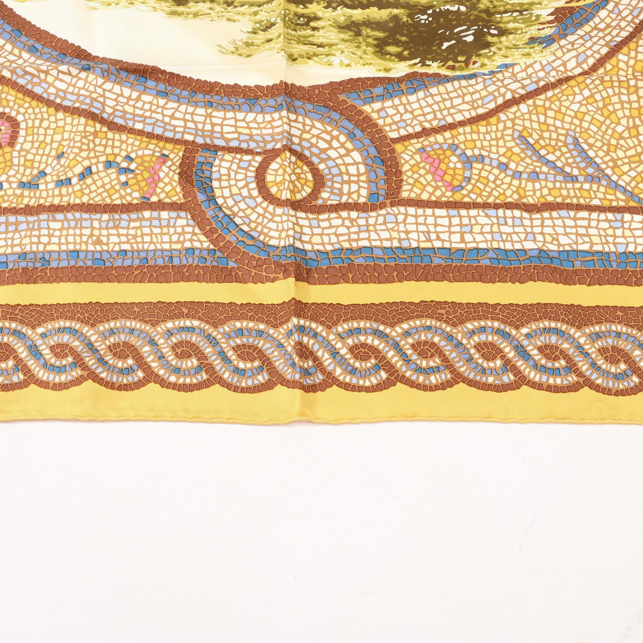 Hermès Carré 90 "SOUS LE CEDRE" Silk handkerchief in Brown