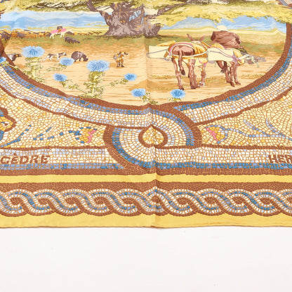 Hermès Carré 90 "SOUS LE CEDRE" Silk handkerchief in Brown